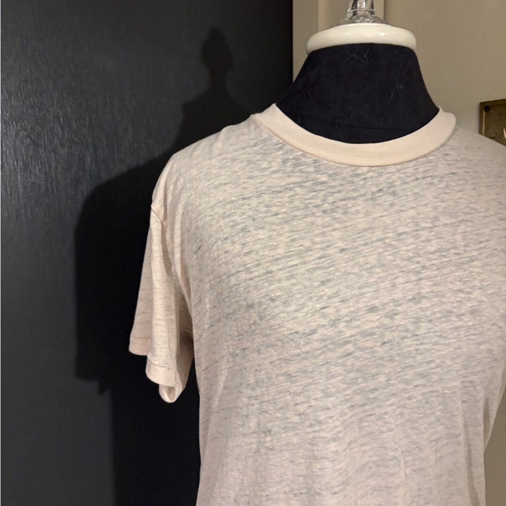 Urban Outfitters Cream Short Sleeve Burnout Cotton Blend Tee - Picture 2 of 5
